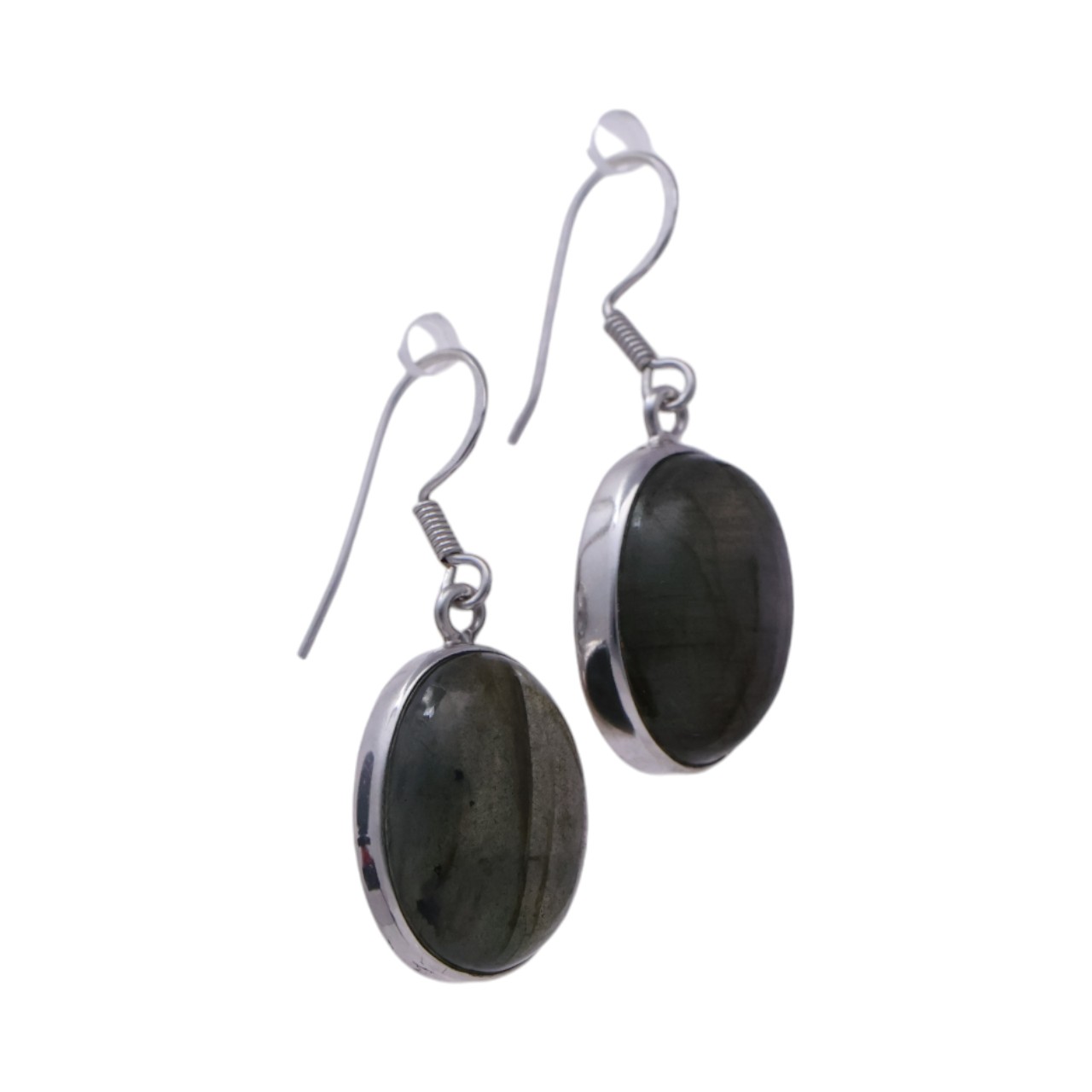 Labradorite Oval Drop Earrings - Image 4