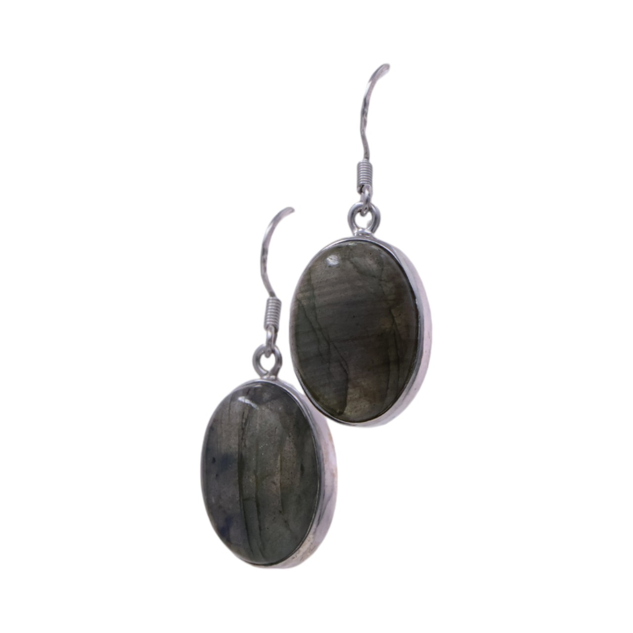 Labradorite Oval Drop Earrings - Image 3