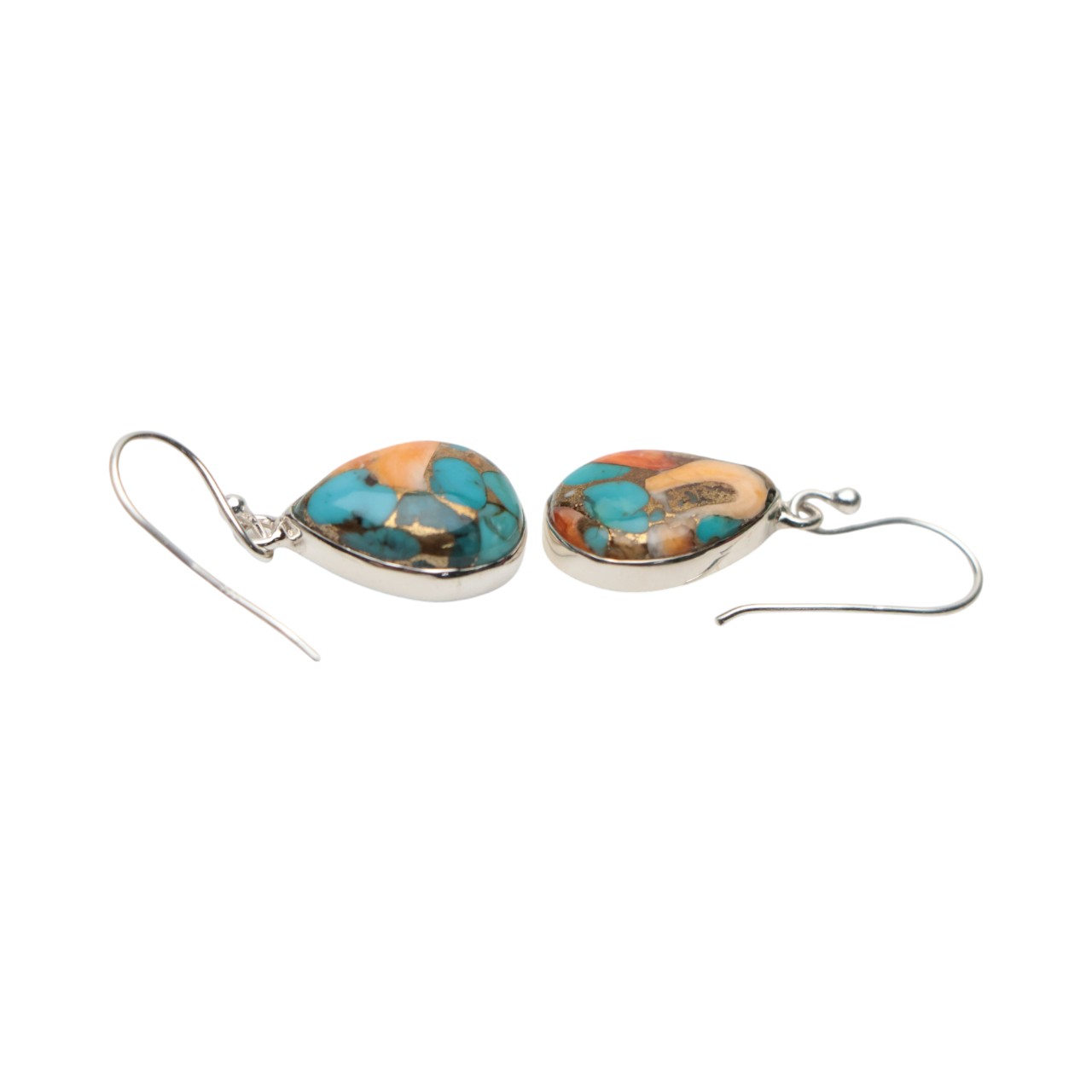Enhance Your Style with Oyster Copper Turquoise Drop Earrings in Sterling Silver - Image 3
