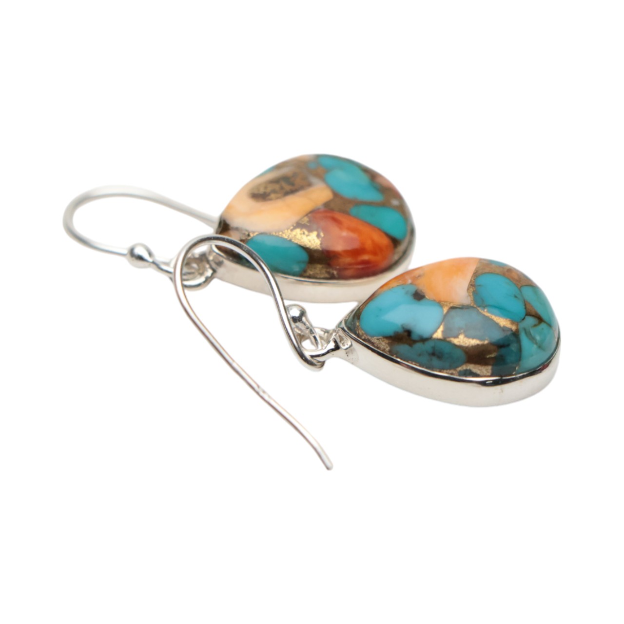 Enhance Your Style with Oyster Copper Turquoise Drop Earrings in Sterling Silver - Image 5