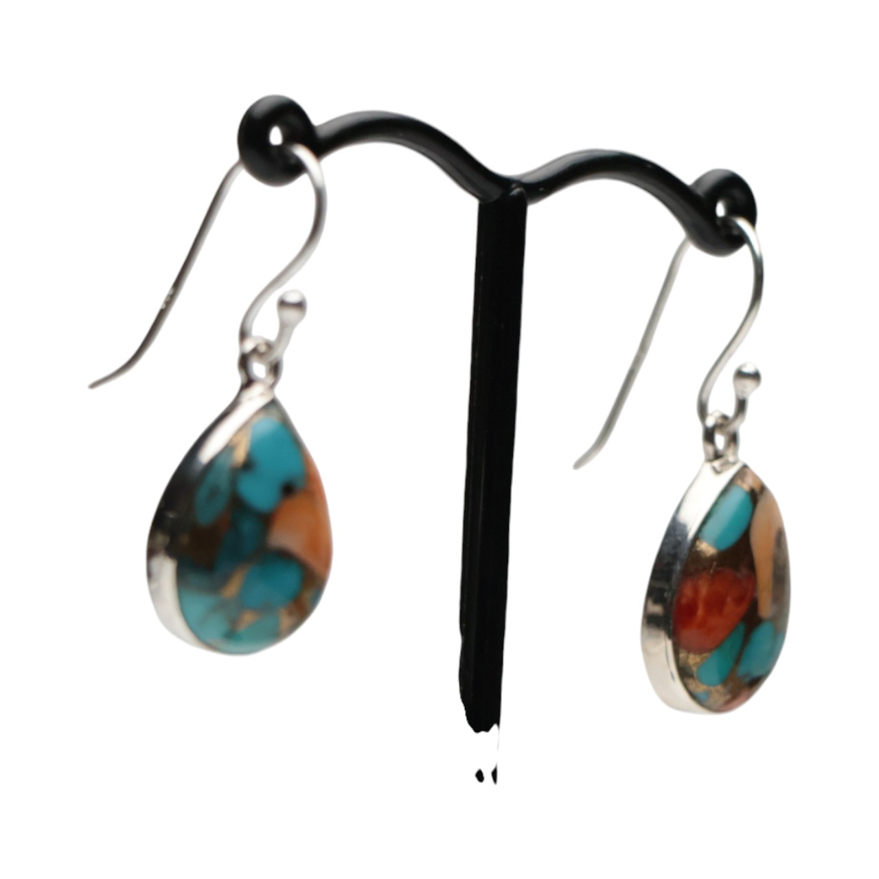 Enhance Your Style with Oyster Copper Turquoise Drop Earrings in Sterling Silver - Image 2