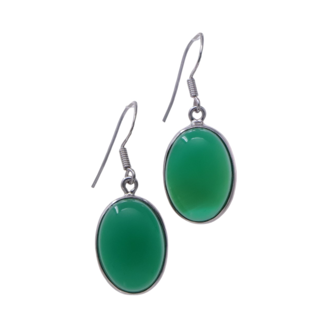 Discover the Allure of Green Onyx - Exquisite Oval Earrings for a Touch of Elegance