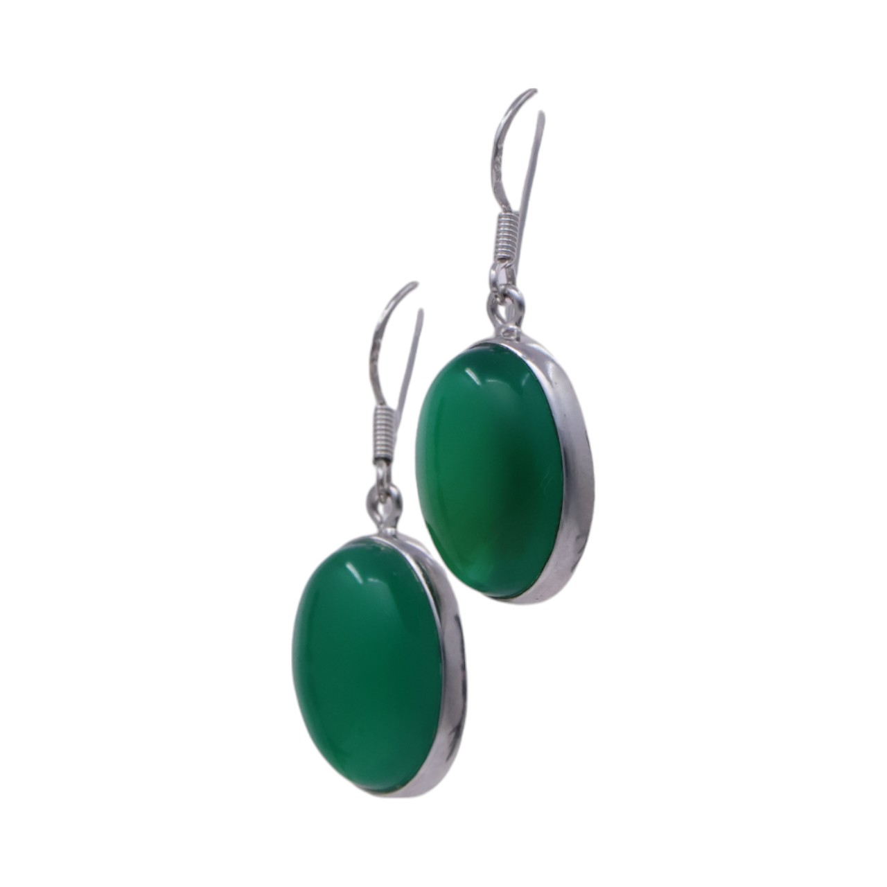 Discover the Allure of Green Onyx - Exquisite Oval Earrings for a Touch of Elegance - Image 2