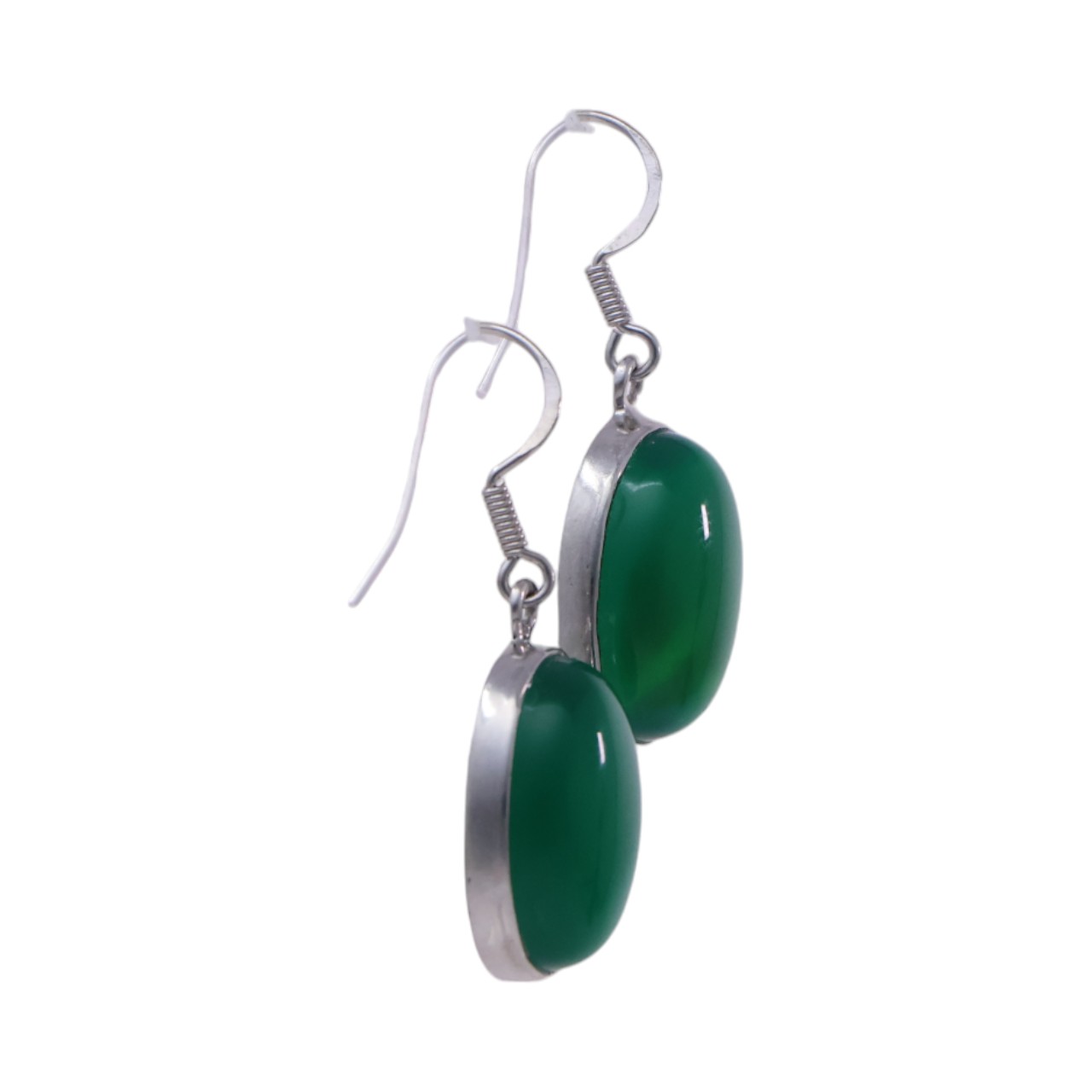 Discover the Allure of Green Onyx - Exquisite Oval Earrings for a Touch of Elegance - Image 5