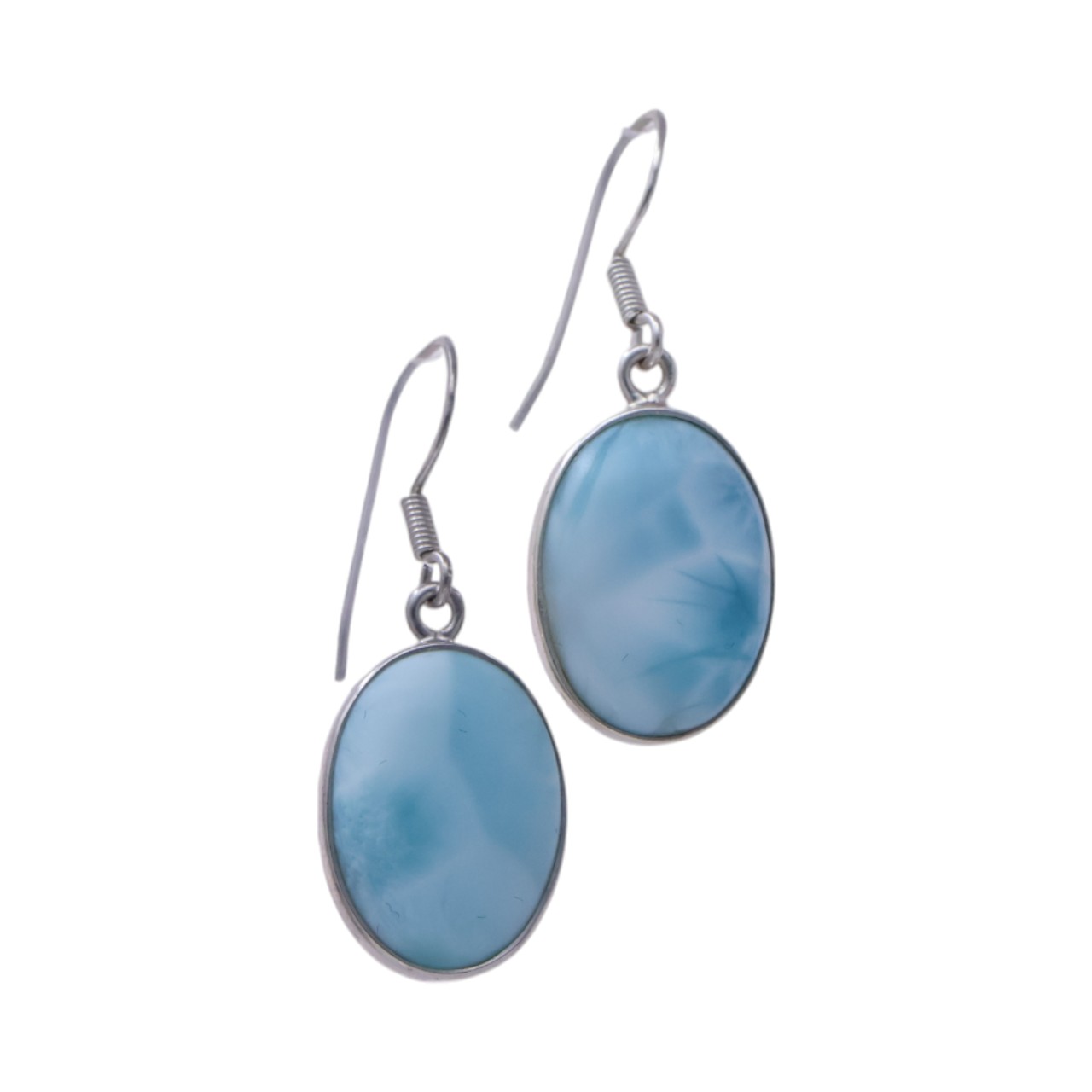 Luxurious Larimar Oval Earrings - Exquisite Handcrafted Jewelry for Effortless Elegance - Image 2