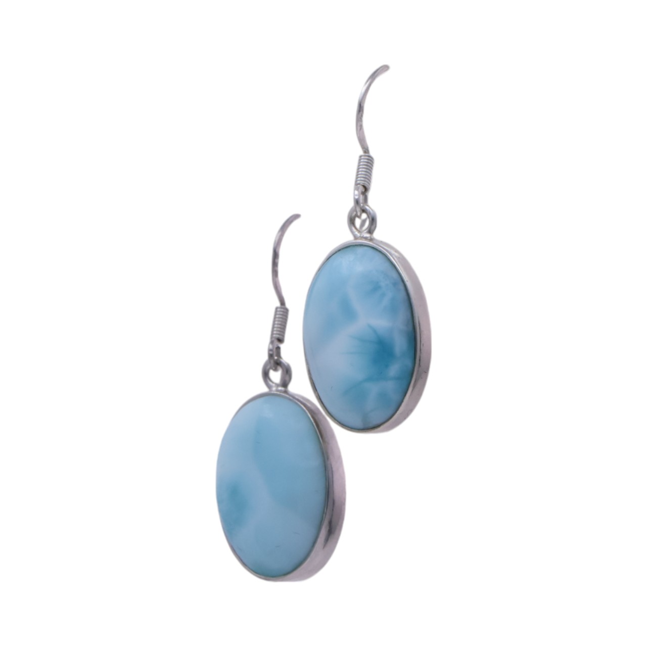 Luxurious Larimar Oval Earrings - Exquisite Handcrafted Jewelry for Effortless Elegance - Image 3