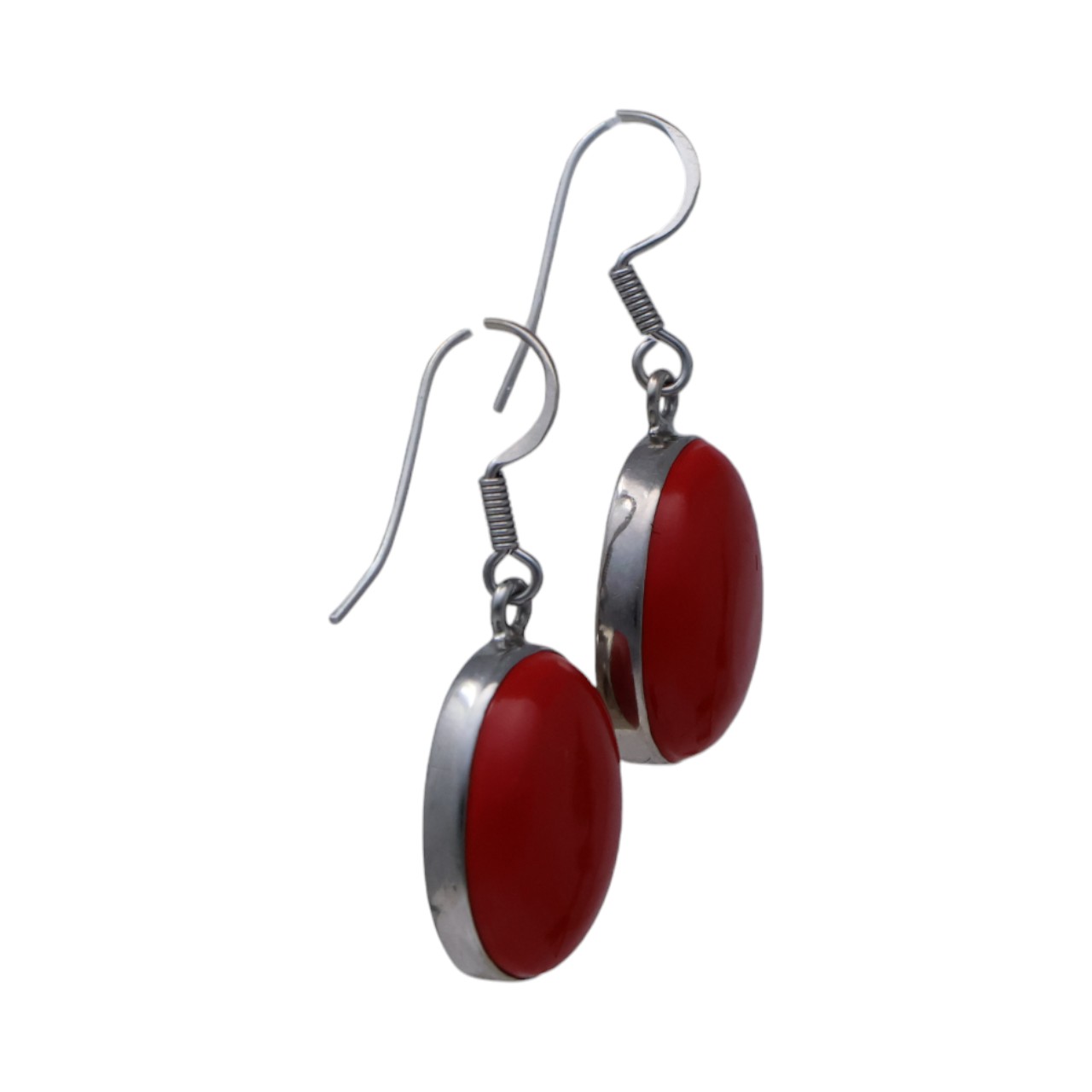 Red Coral Oval Earrings Discover the Beauty of it. - Image 2