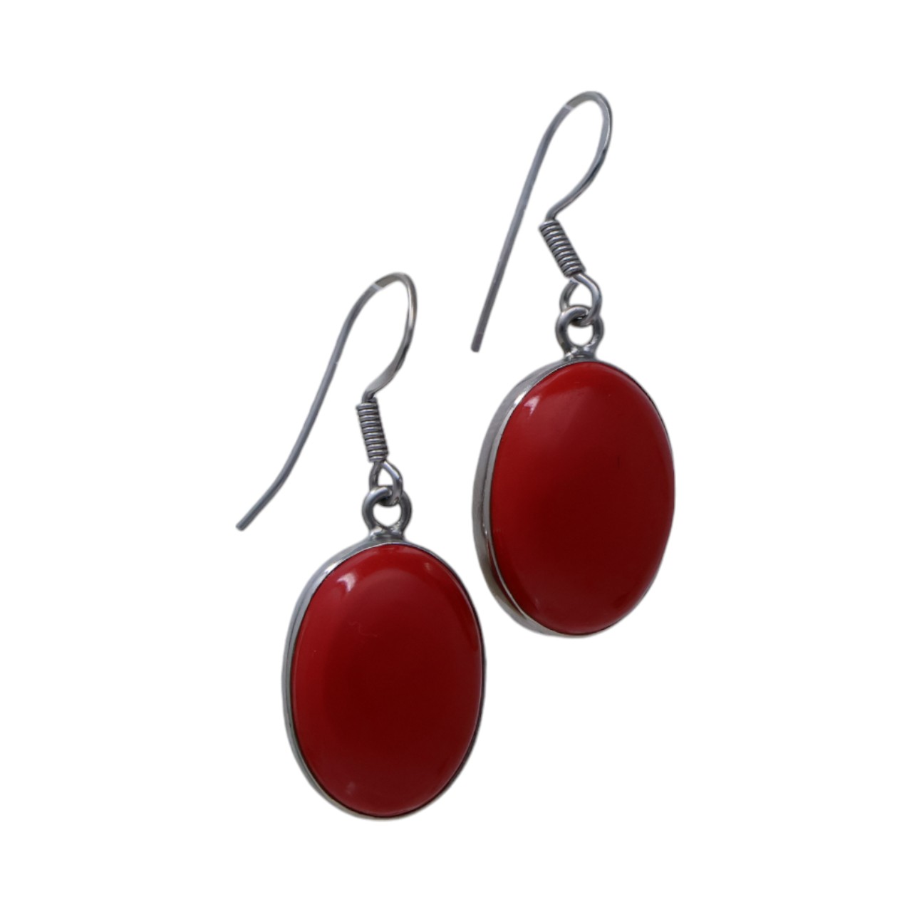 Red Coral Oval Earrings Discover the Beauty of it. - Image 3