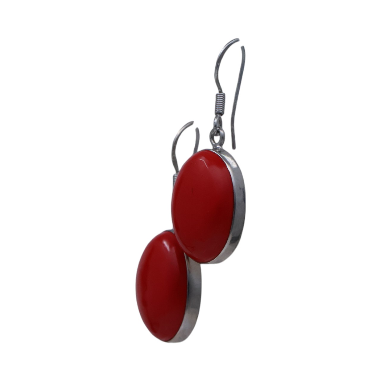 Red Coral Oval Earrings Discover the Beauty of it. - Image 4