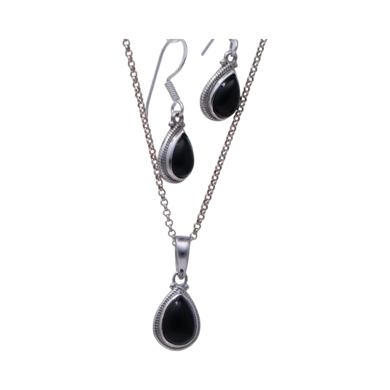 Sterling Silver Black Onyx Tear Drop Jewelry Set - Perfect for Any Occasion! - Image 4