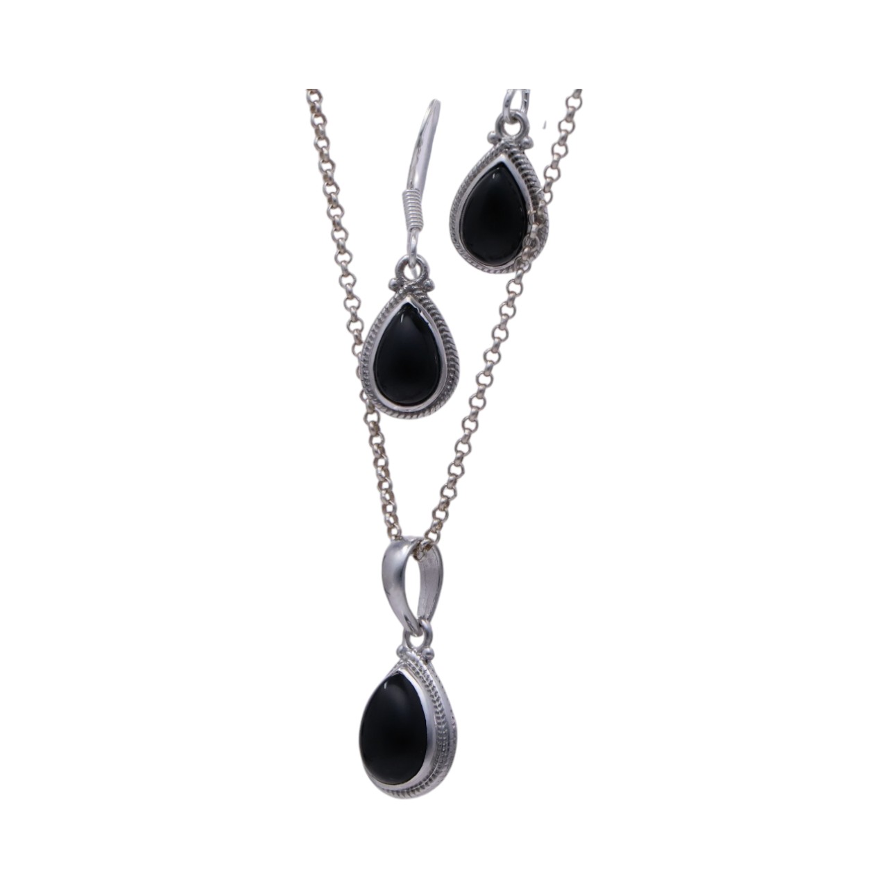 Sterling Silver Black Onyx Tear Drop Jewelry Set - Perfect for Any Occasion! - Image 3