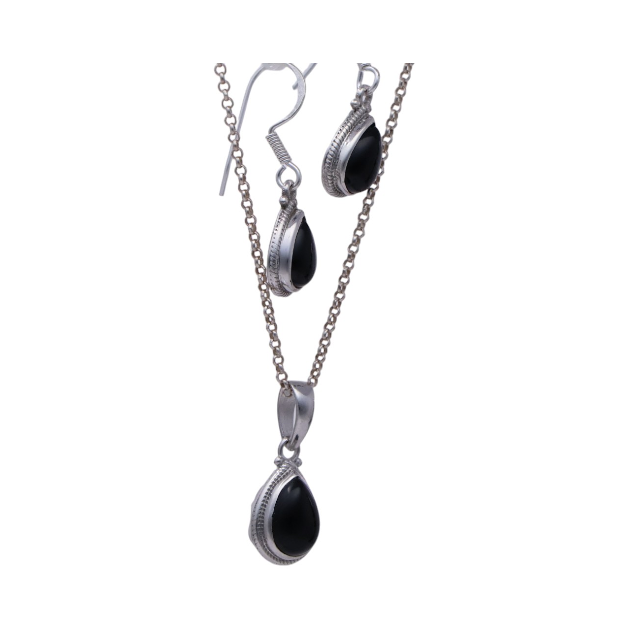 Sterling Silver Black Onyx Tear Drop Jewelry Set - Perfect for Any Occasion! - Image 5