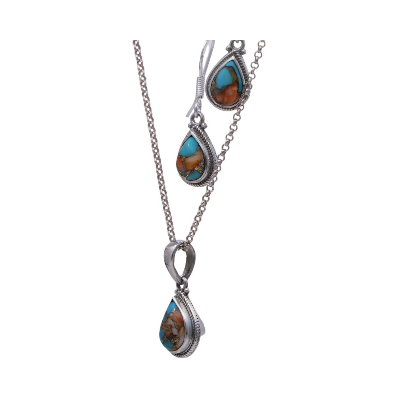 Stunning Oyster Copper Turquoise Tear Drop Set: Pendant and Earrings | Handcrafted for Timeless Style - Image 7