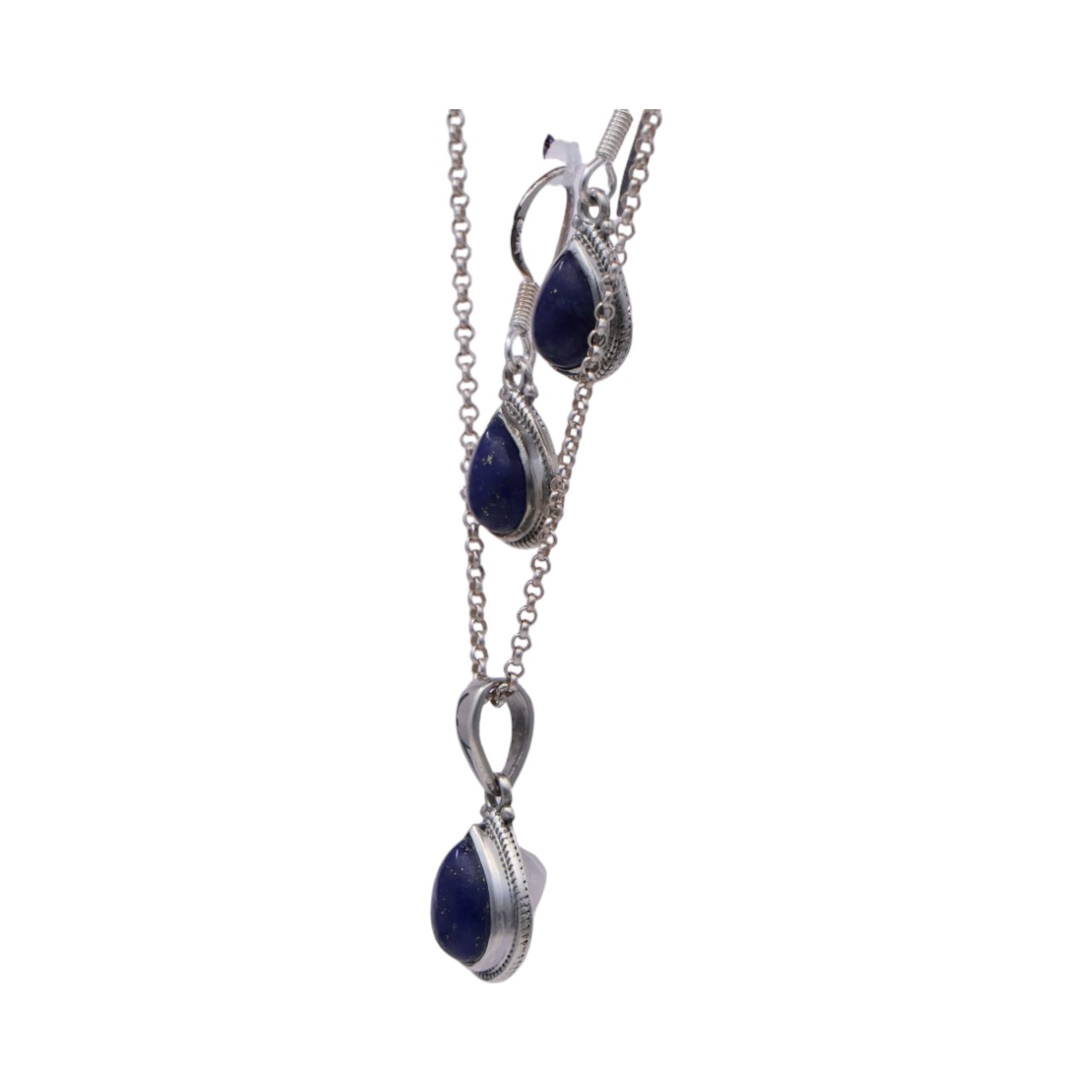 Luxe Lapis Lazuli Tear Drop Pendant and Earrings Set - Handcrafted Gemstone Jewelry - Image 3