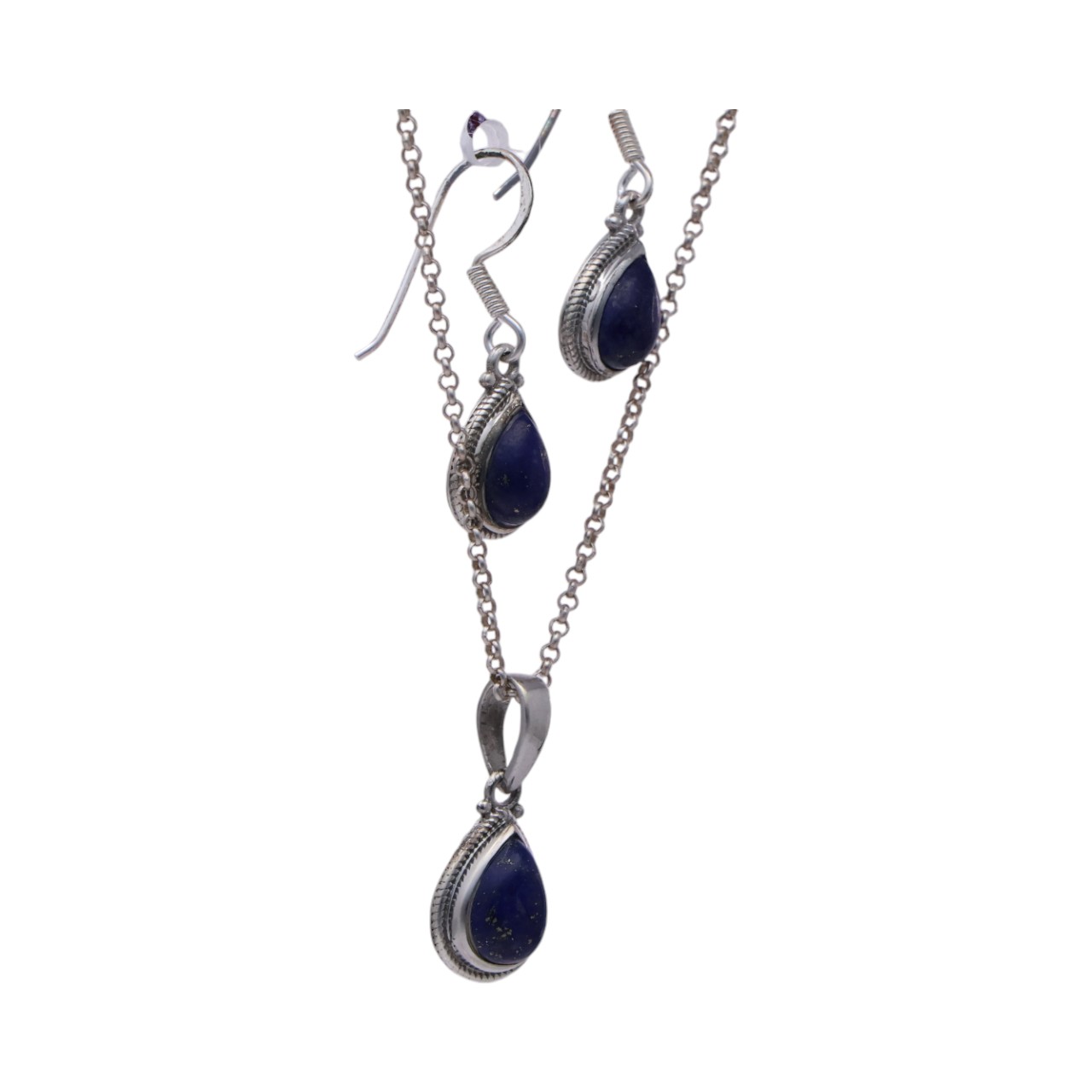 Luxe Lapis Lazuli Tear Drop Pendant and Earrings Set - Handcrafted Gemstone Jewelry - Image 7