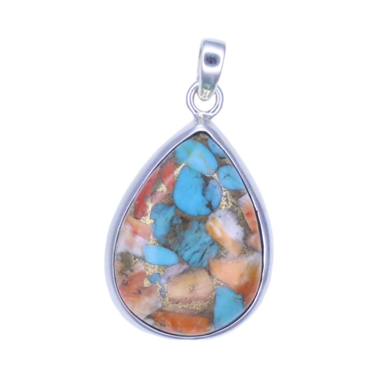 Stunning Tear Drop Shape Oyster Copper Turquoise Pendant - Handcrafted Elegance! - Image 3