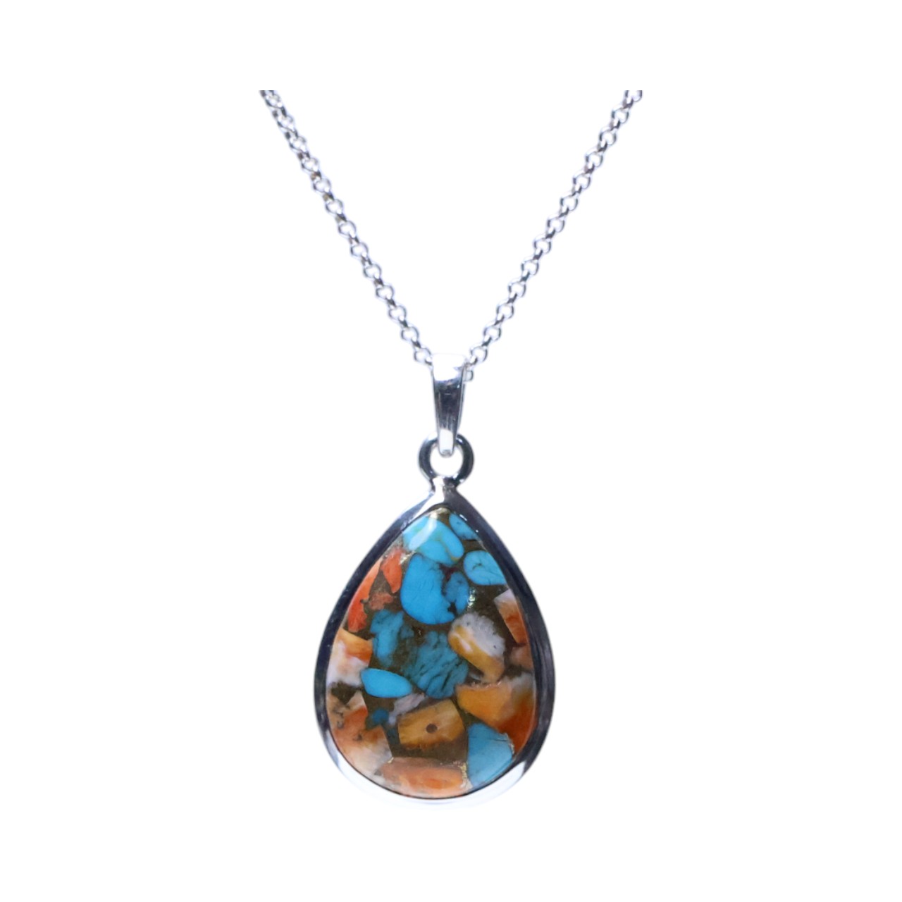 Stunning Tear Drop Shape Oyster Copper Turquoise Pendant - Handcrafted Elegance! - Image 5