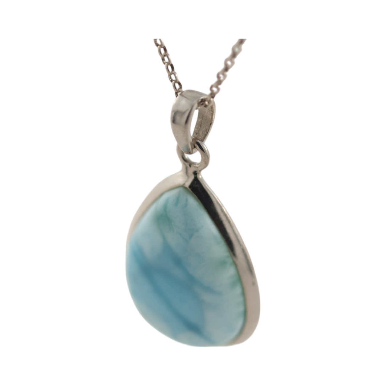 Tear Drop Shape Larimar Pendant - Handcrafted with Genuine Larimar Stone - Image 3