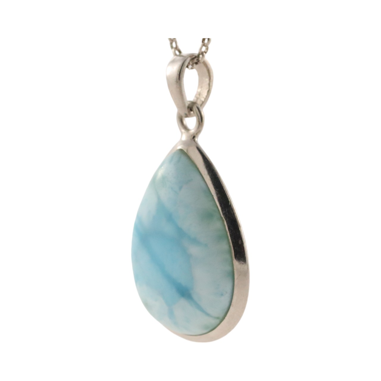 Tear Drop Shape Larimar Pendant - Handcrafted with Genuine Larimar Stone - Image 2