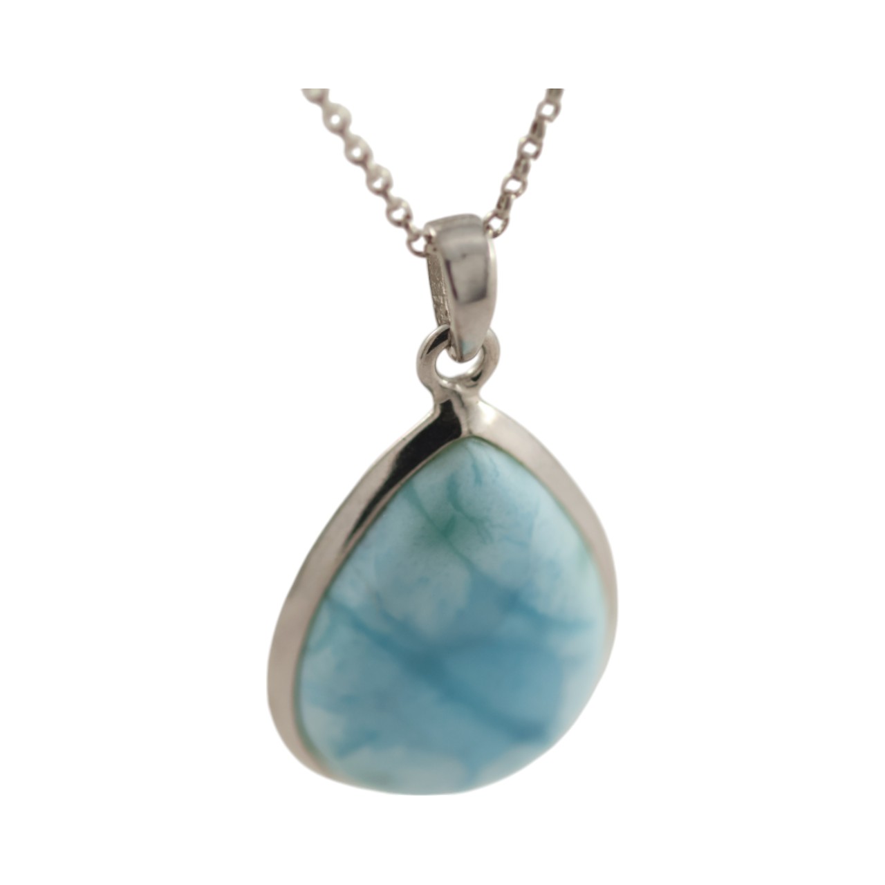 Tear Drop Shape Larimar Pendant - Handcrafted with Genuine Larimar Stone - Image 5