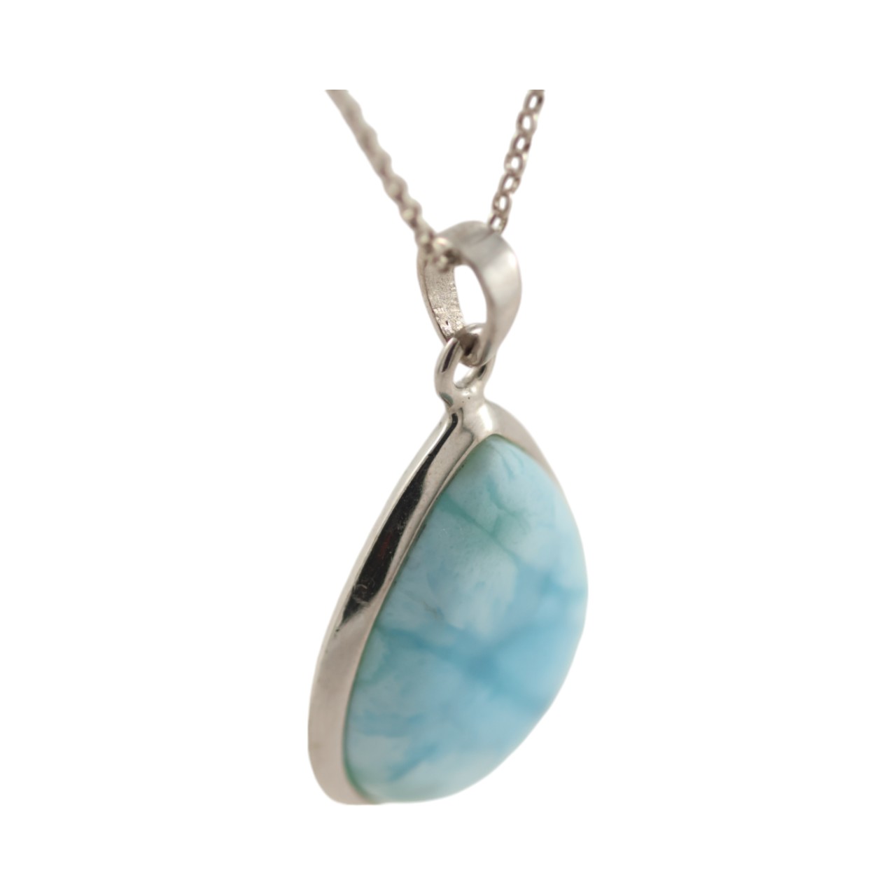 Tear Drop Shape Larimar Pendant - Handcrafted with Genuine Larimar Stone - Image 6