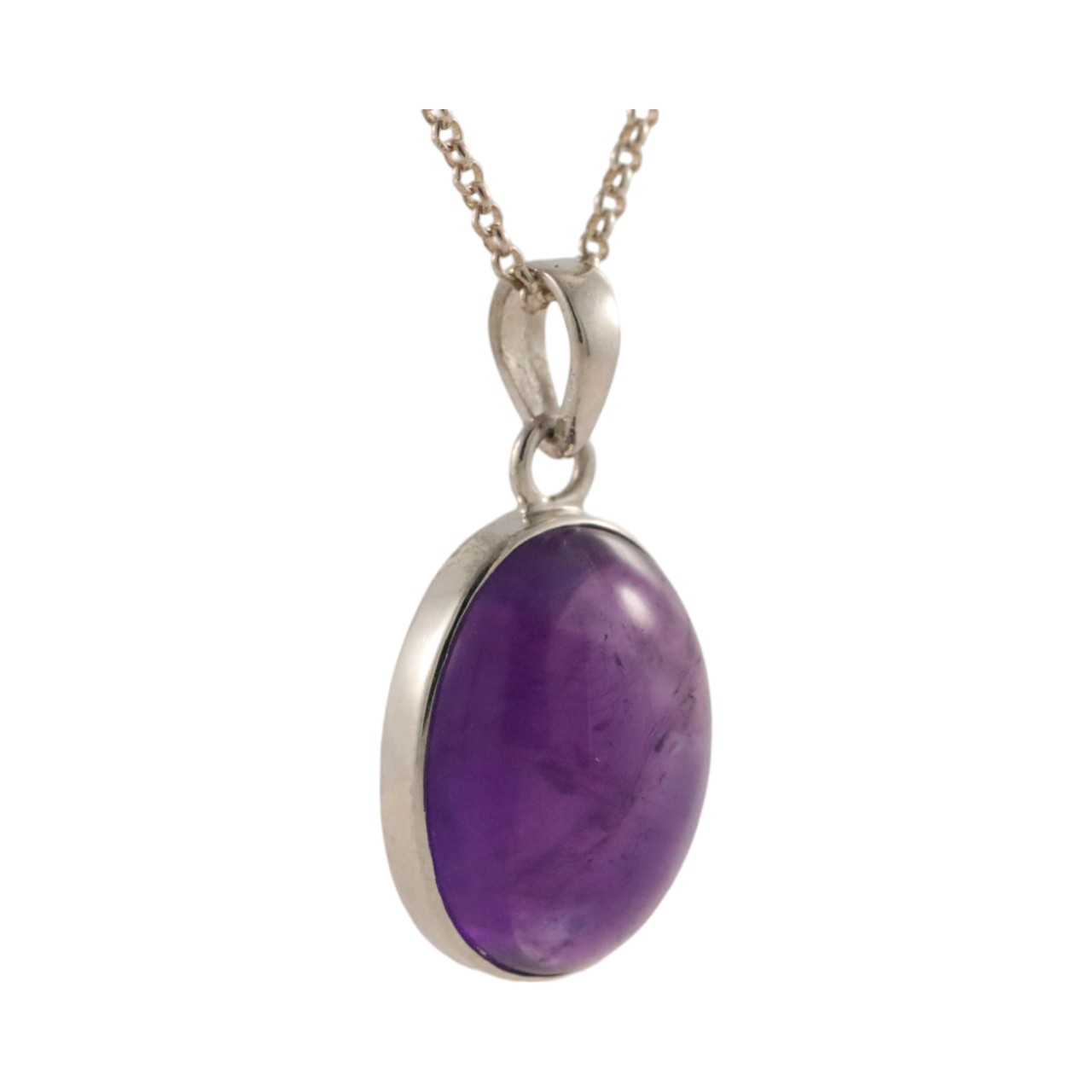 Stunning Amethyst Silver Pendant - Exquisite Oval Design for Effortless Glamour - Image 2