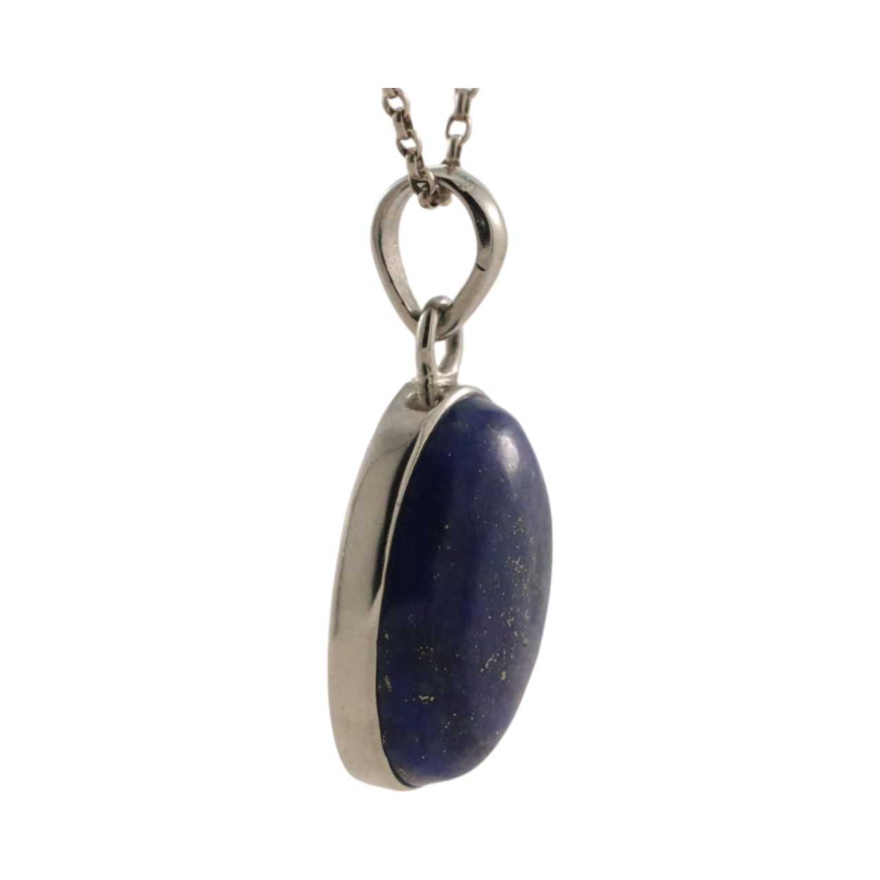 Effortlessly Chic: Lapis Lazuli Silver Oval Pendant for a Touch of Elegance - Image 2