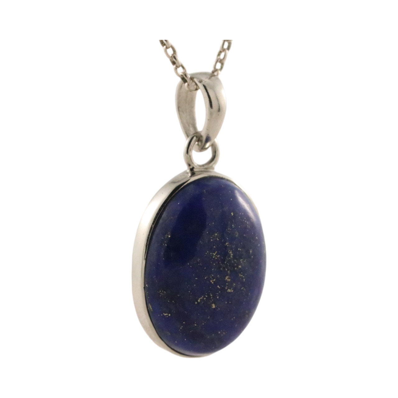 Effortlessly Chic: Lapis Lazuli Silver Oval Pendant for a Touch of Elegance - Image 4