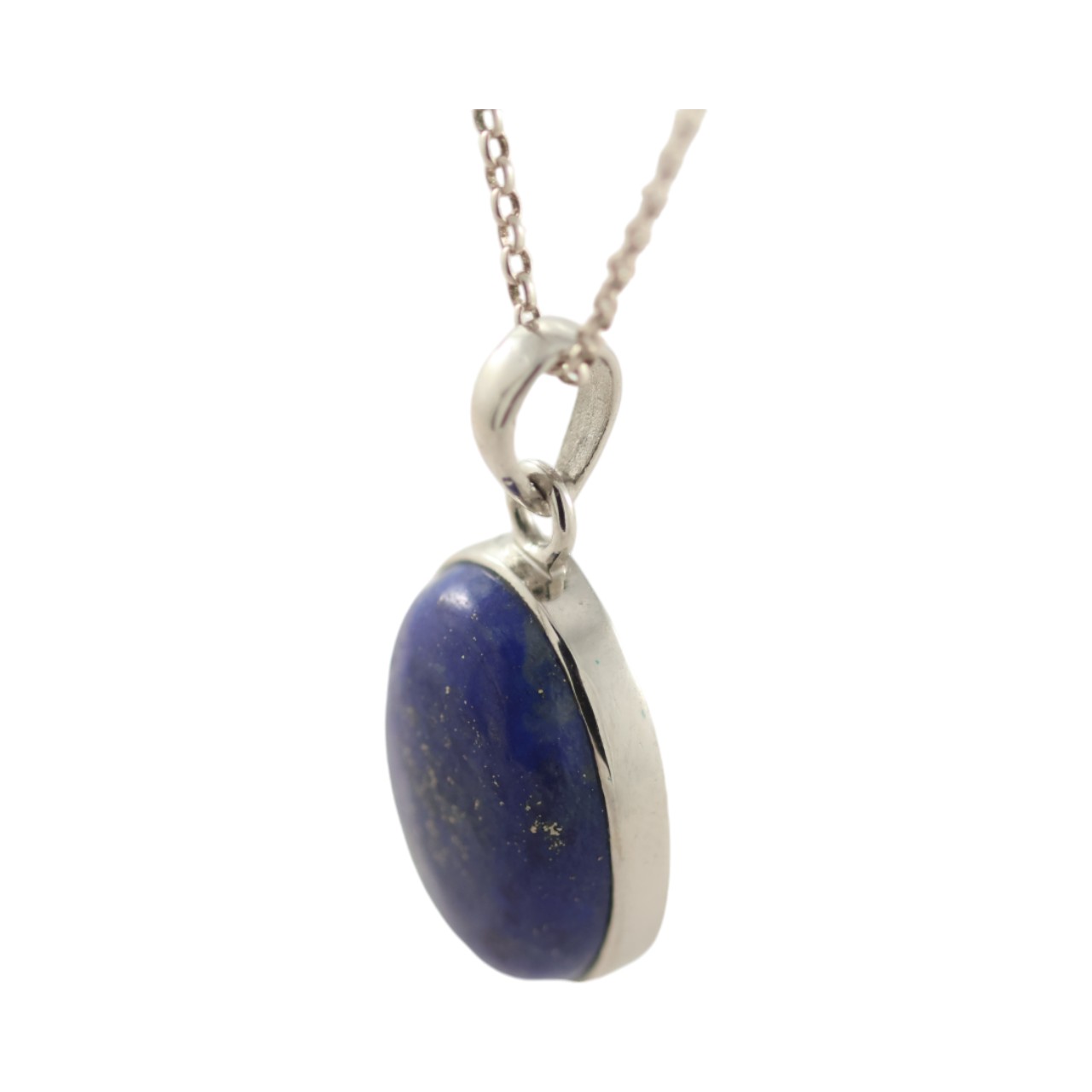 Effortlessly Chic: Lapis Lazuli Silver Oval Pendant for a Touch of Elegance - Image 5