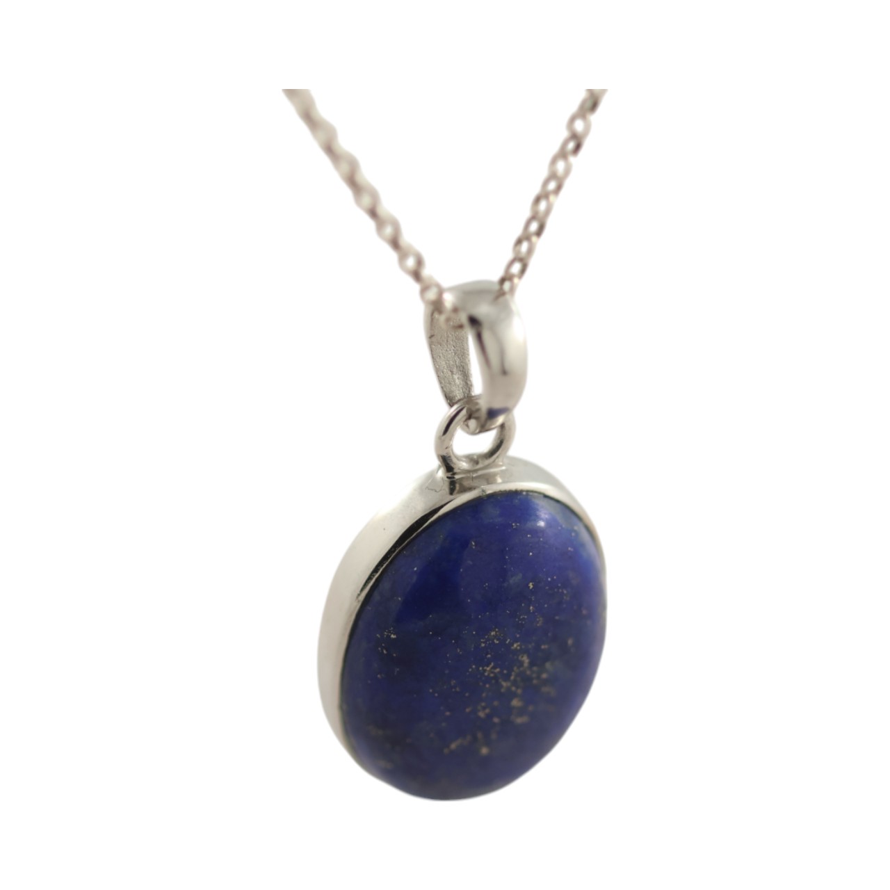 Effortlessly Chic: Lapis Lazuli Silver Oval Pendant for a Touch of Elegance - Image 7