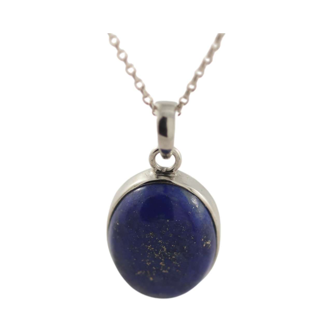 Effortlessly Chic: Lapis Lazuli Silver Oval Pendant for a Touch of Elegance - Image 6