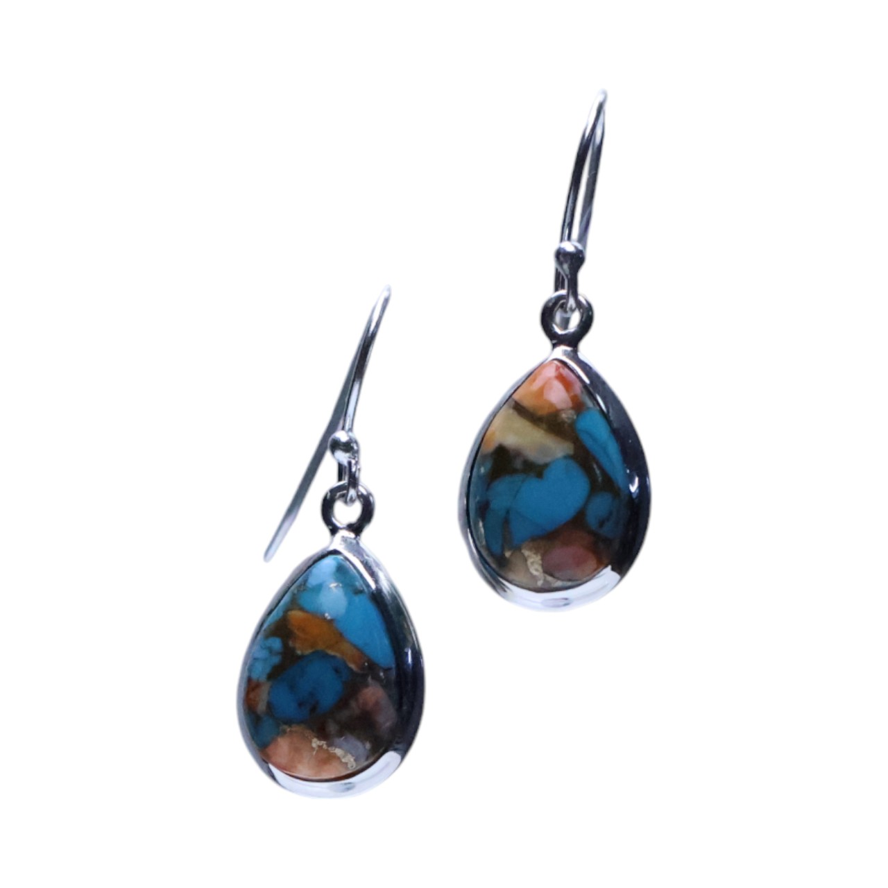 Stunning Oyster Copper Turquoise Sterling Silver Drop Earrings - Handcrafted Beauty!