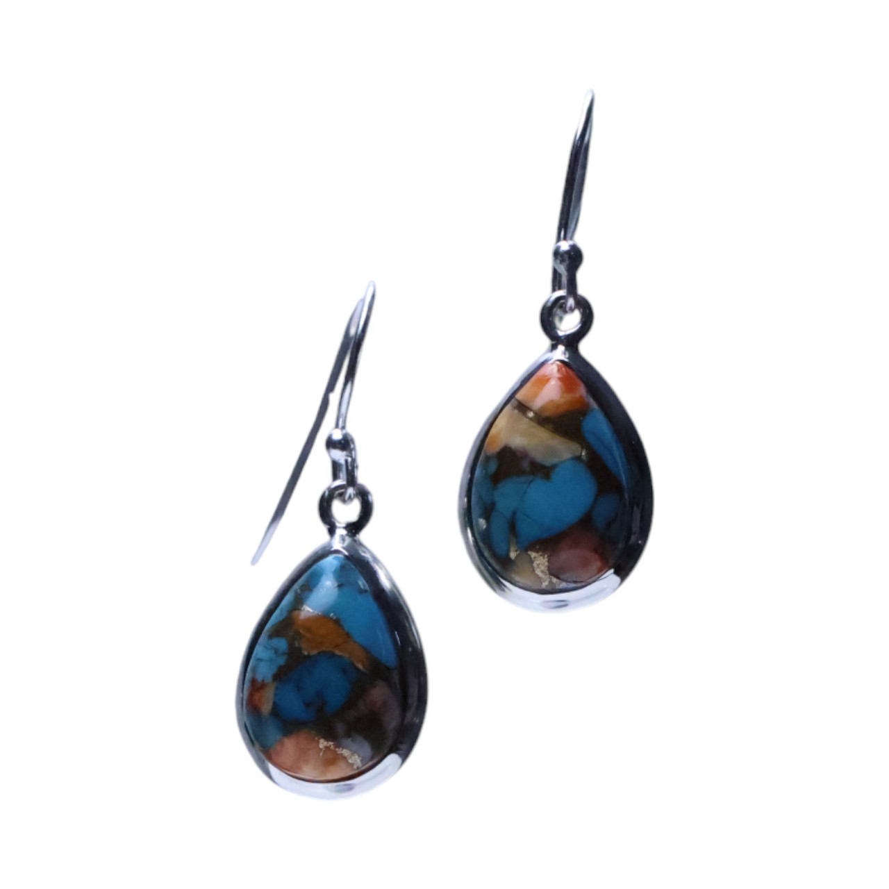 Stunning Oyster Copper Turquoise Sterling Silver Drop Earrings - Handcrafted Beauty! - Image 2