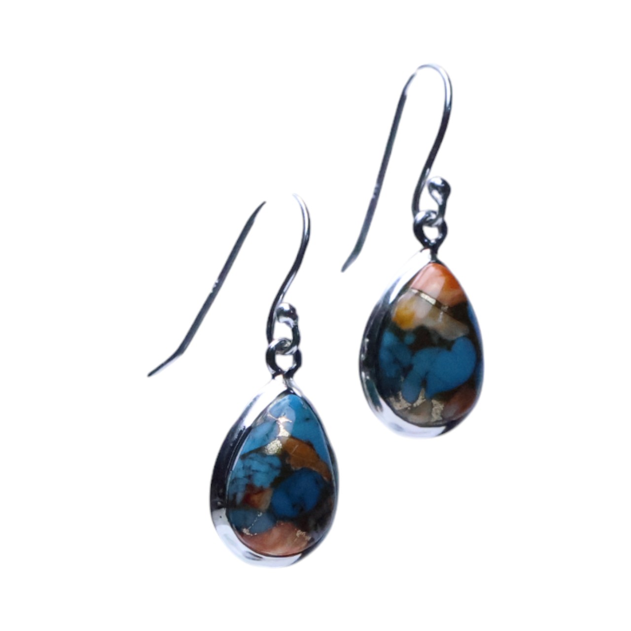 Stunning Oyster Copper Turquoise Sterling Silver Drop Earrings - Handcrafted Beauty! - Image 3
