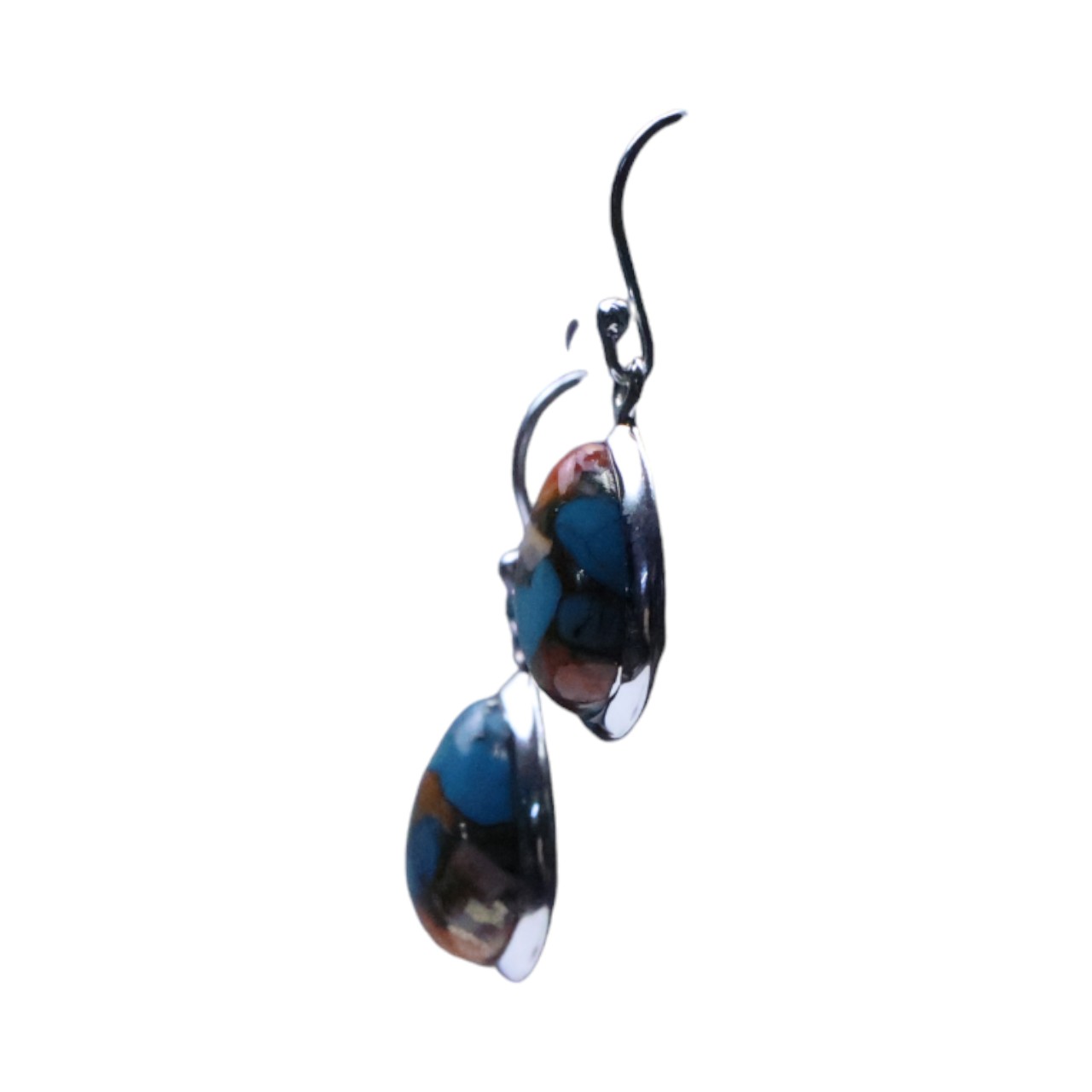Stunning Oyster Copper Turquoise Sterling Silver Drop Earrings - Handcrafted Beauty! - Image 4