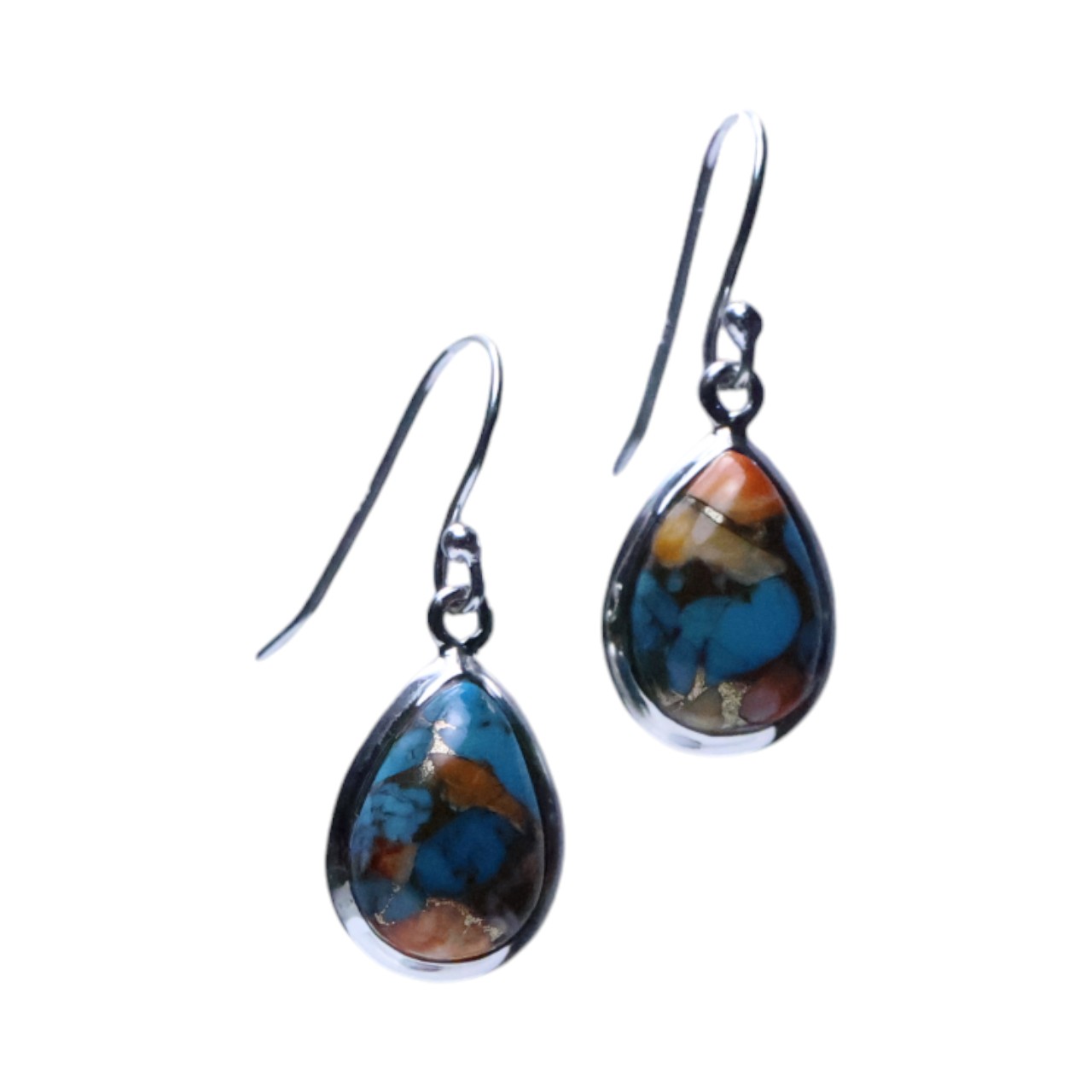 Stunning Oyster Copper Turquoise Sterling Silver Drop Earrings - Handcrafted Beauty! - Image 6