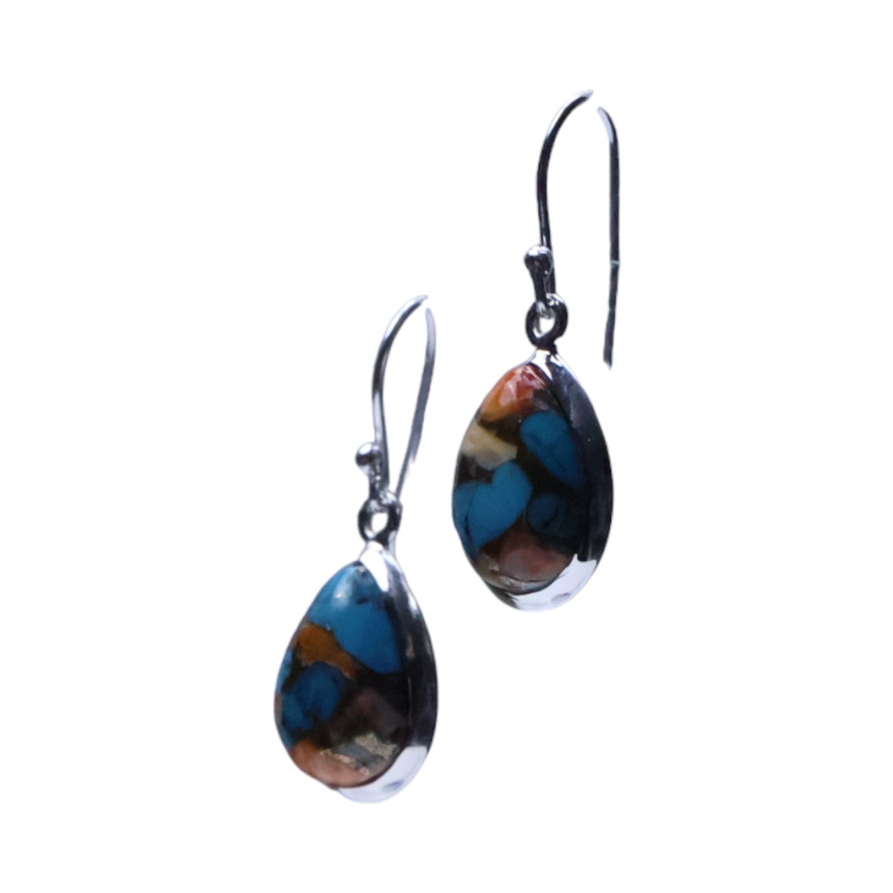 Stunning Oyster Copper Turquoise Sterling Silver Drop Earrings - Handcrafted Beauty! - Image 5