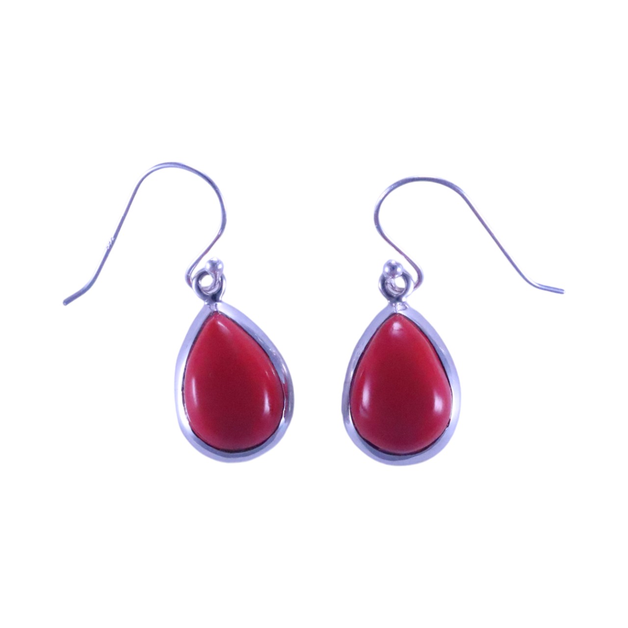 Red Coral Sterling Silver Drop Earrings - Image 2