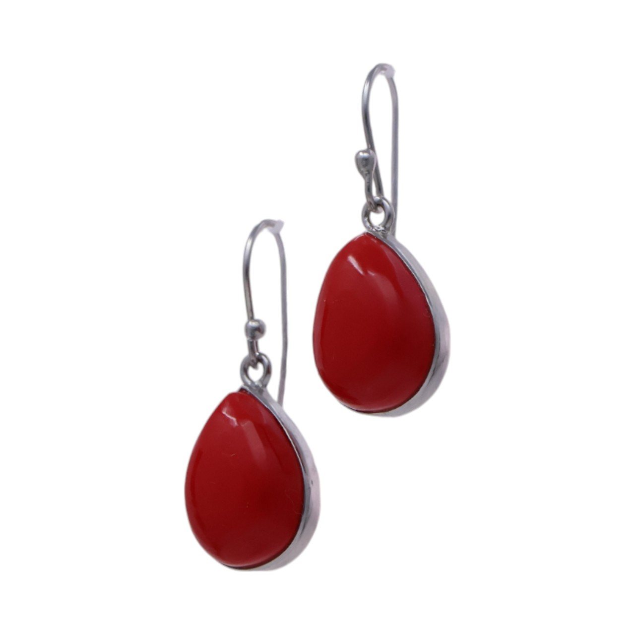Red Coral Sterling Silver Drop Earrings - Image 6