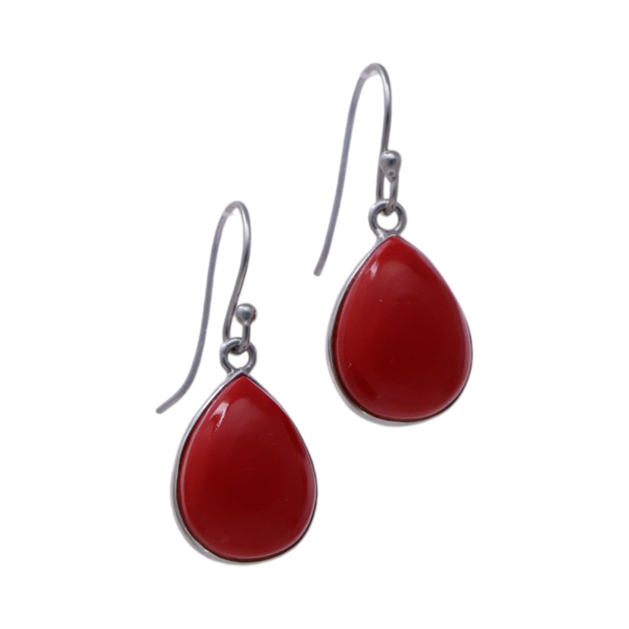 Red Coral Sterling Silver Drop Earrings - Image 7