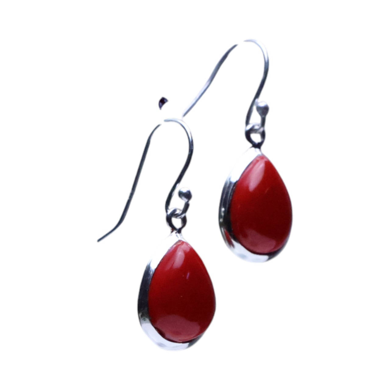 Red Coral Sterling Silver Drop Earrings - Image 8