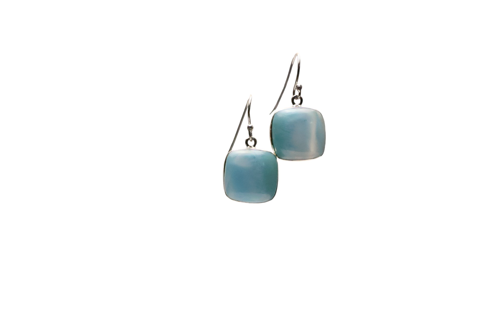 Stunning Square Larimar Earrings: Exquisite Gemstone Jewelry for Every Occasion - Image 2