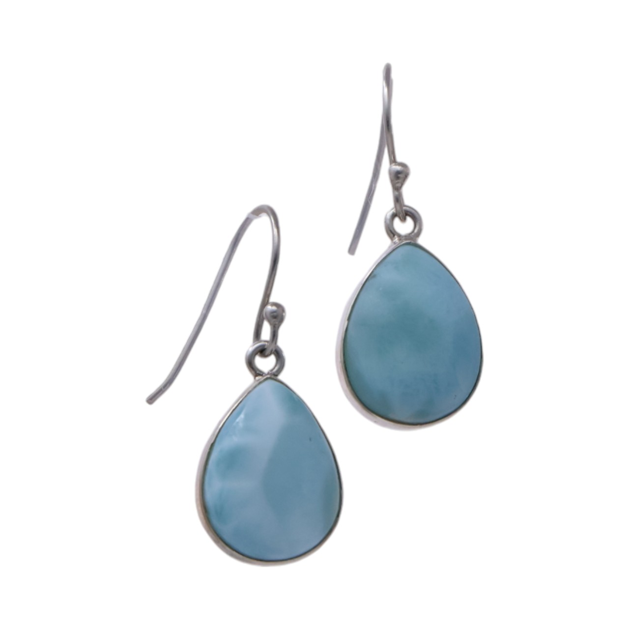 Luxurious Larimar Sterling Silver Drop Earrings - Handcrafted Beauty for Effortless Elegance