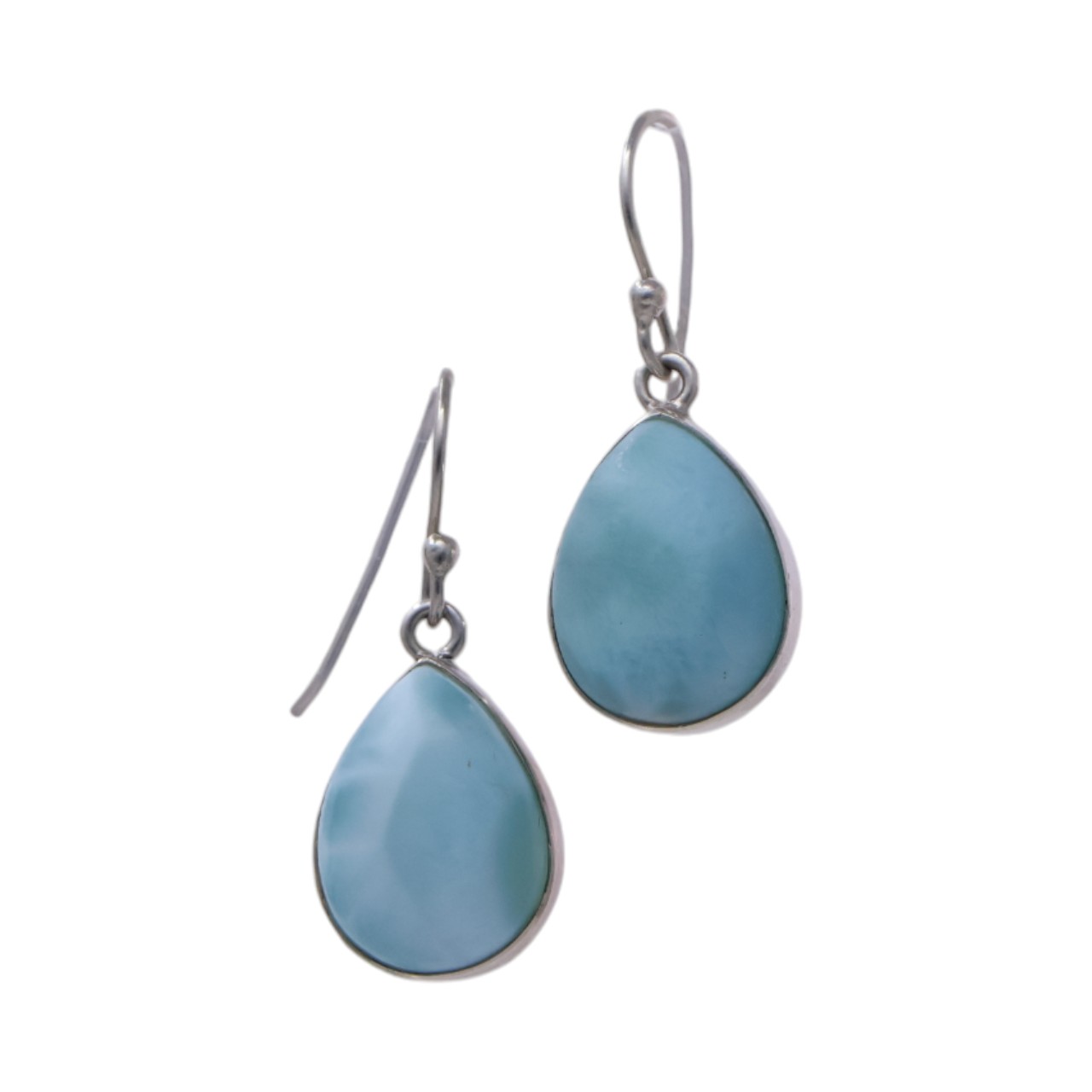 Luxurious Larimar Sterling Silver Drop Earrings - Handcrafted Beauty for Effortless Elegance - Image 2