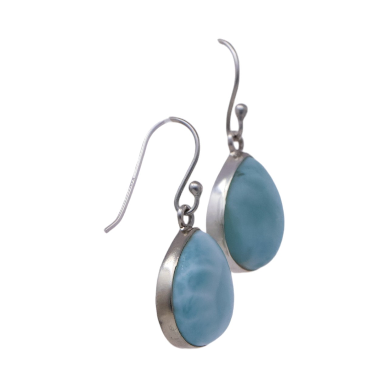 Luxurious Larimar Sterling Silver Drop Earrings - Handcrafted Beauty for Effortless Elegance - Image 4