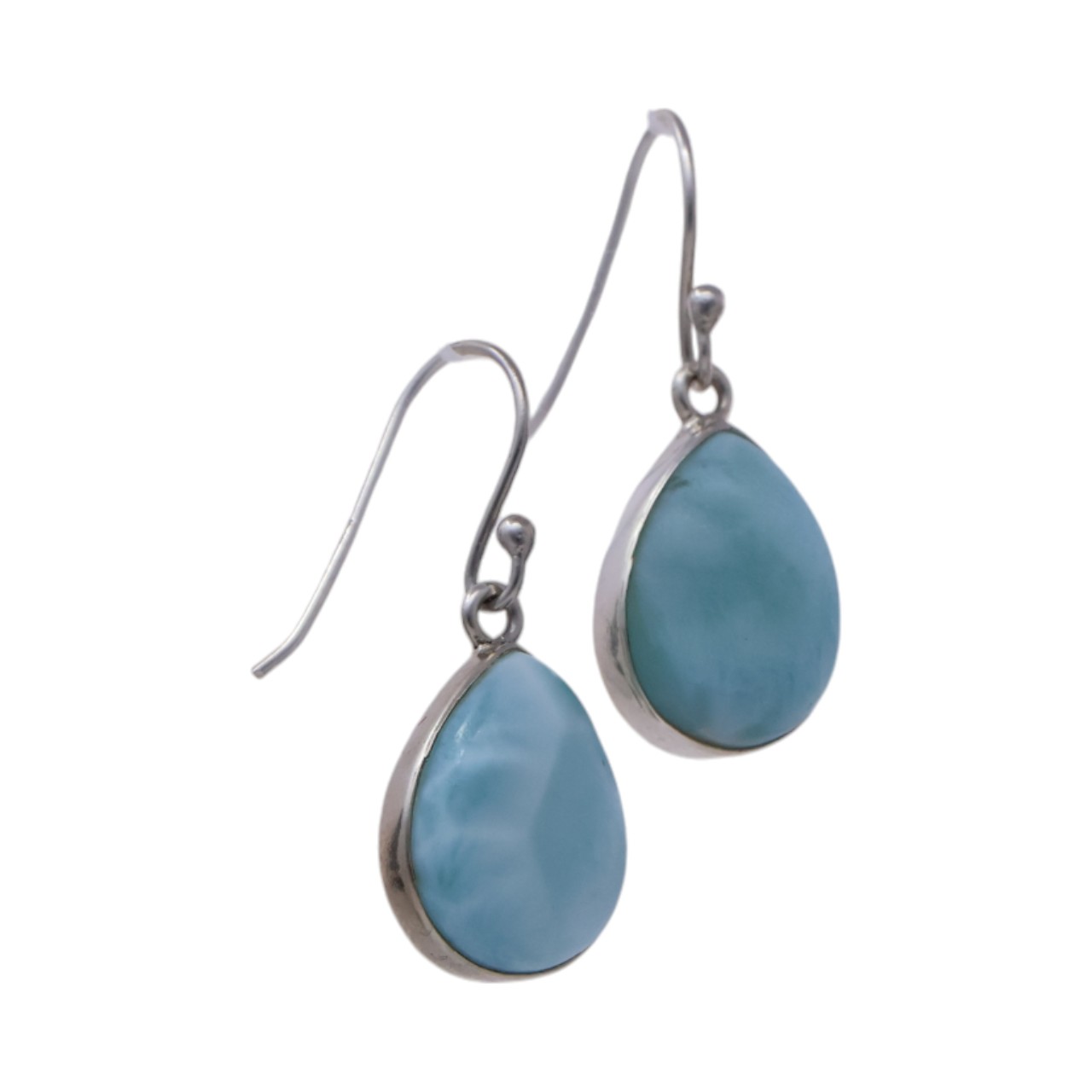Luxurious Larimar Sterling Silver Drop Earrings - Handcrafted Beauty for Effortless Elegance - Image 3