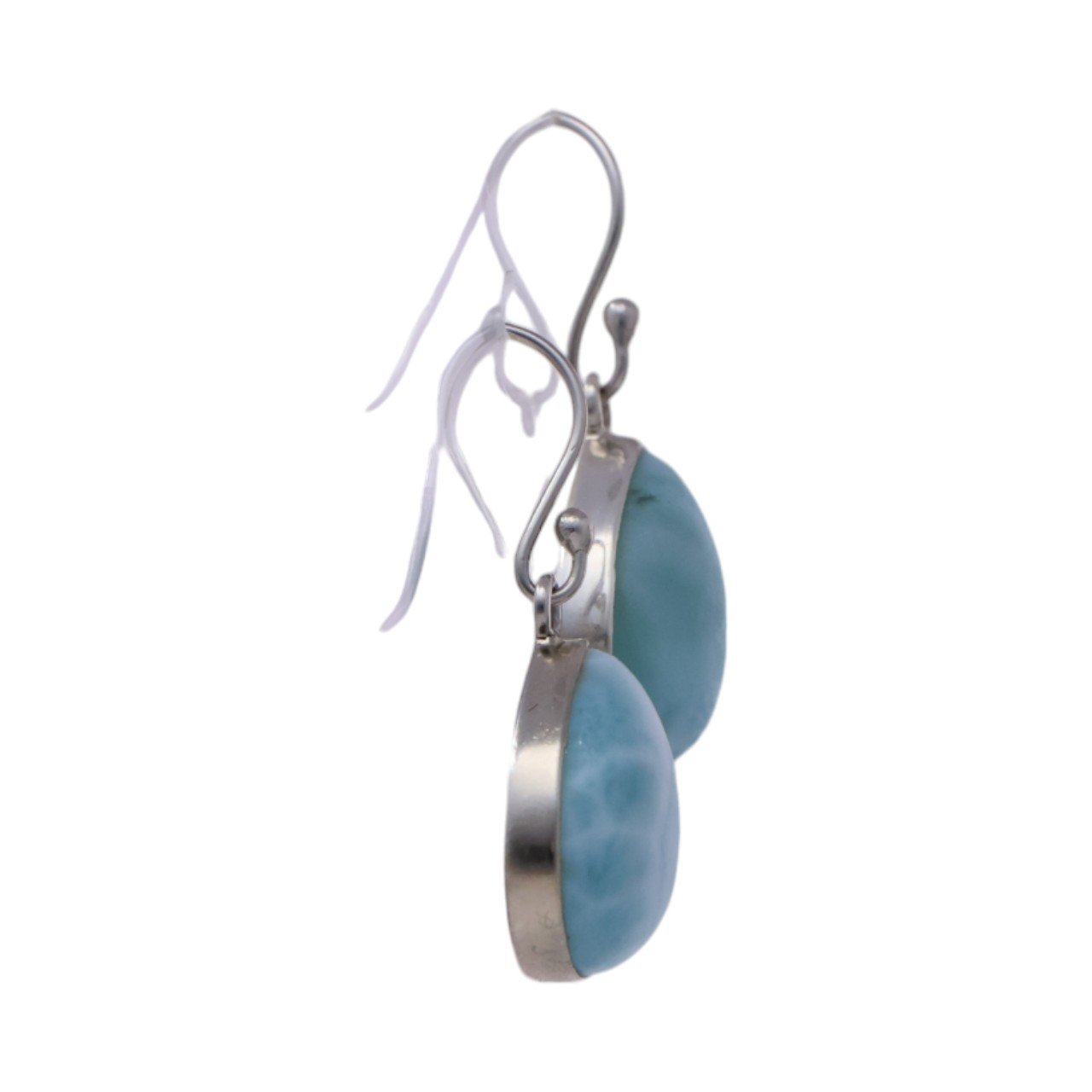 Luxurious Larimar Sterling Silver Drop Earrings - Handcrafted Beauty for Effortless Elegance - Image 5