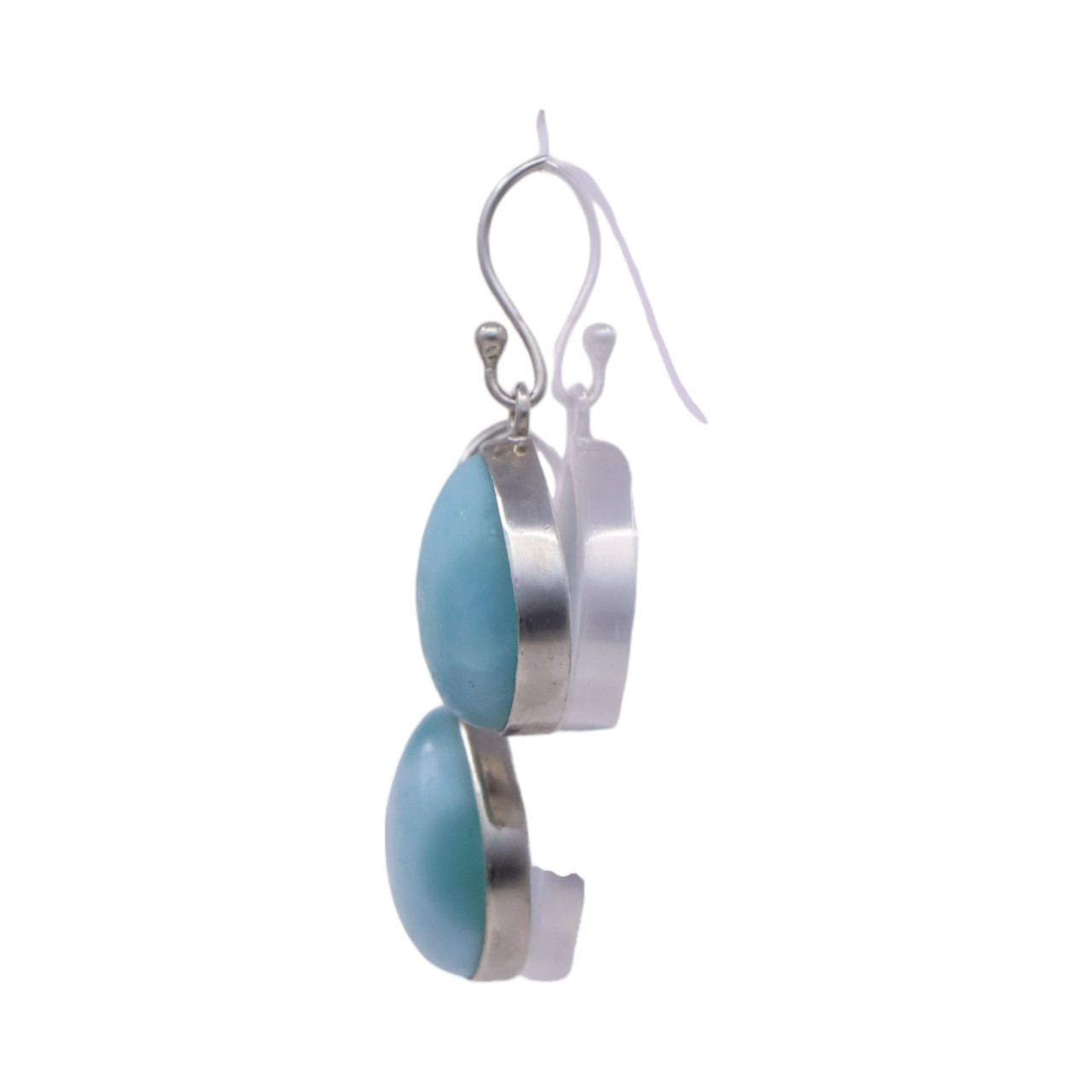 Luxurious Larimar Sterling Silver Drop Earrings - Handcrafted Beauty for Effortless Elegance - Image 7