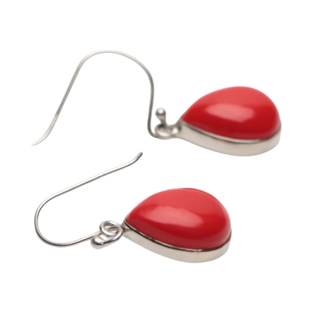 Red Coral Sterling Silver Drop Earrings - Add a Touch of Elegance to Your Style! - Image 2
