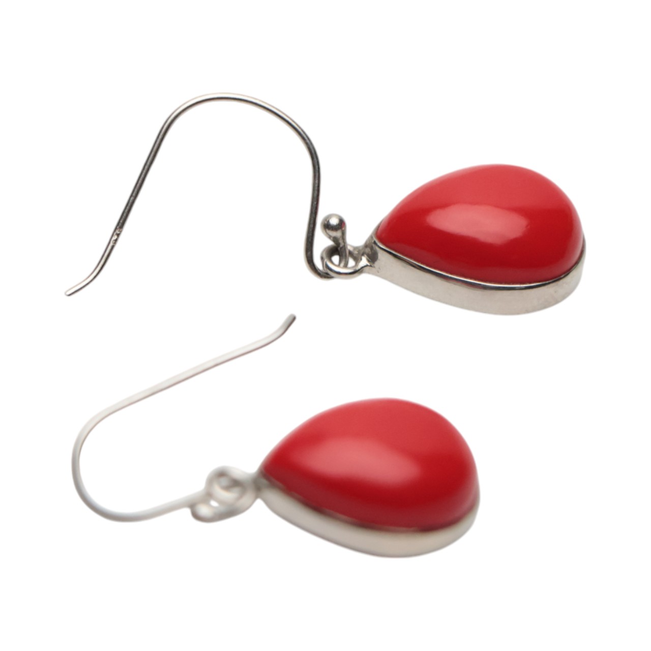 Red Coral Sterling Silver Drop Earrings - Add a Touch of Elegance to Your Style! - Image 3